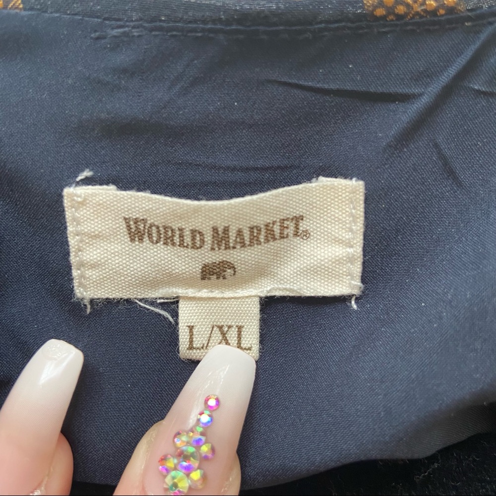 World Market Blue & Gold Blouse Size XL - Picture 11 of 11